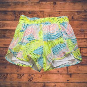 5 for $25🔥AVIA Neon Yellow Swirl Lined Athletic Shorts Medium‎ (8-10)
